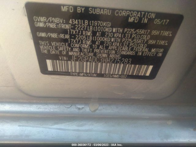 JF2GPADC3HH275283 Subaru Crosstrek Premium