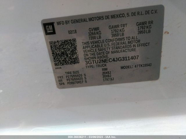 3GTU2NEC4JG311407 GMC Sierra 1500 Slt
