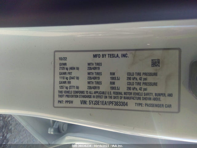 Tesla MODEL 3 2023 5YJ3E1EA1PF383304 Image 9
