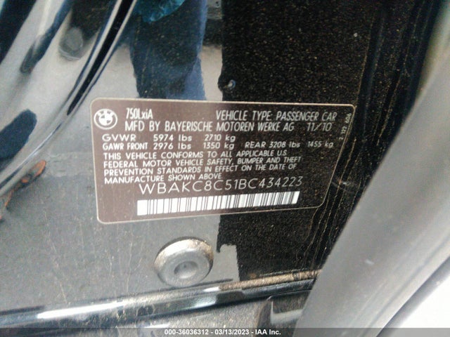 BMW 7 Series 750li Xdrive 2011 WBAKC8C51BC434223 Image 11
