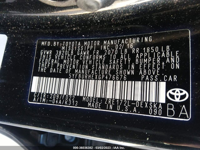 Toyota Corolla L/le/s/s Plus/le Plus 2016 5YFBURHEXGP476676 Image 11