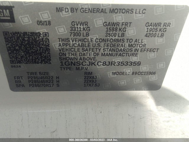 Chevrolet Suburban Premier 2018 1GNSCJKC8JR353359 Image 10