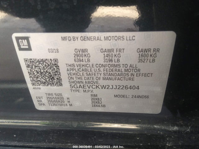 2018 Buick Enclave, VIN: 5GAEVCKW2JJ226404