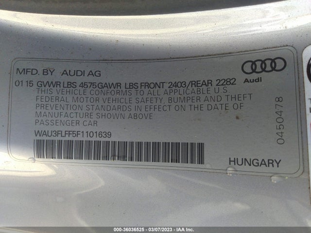 WAU3FLFF5F1101639 Audi A3 2.0t Premium Plus