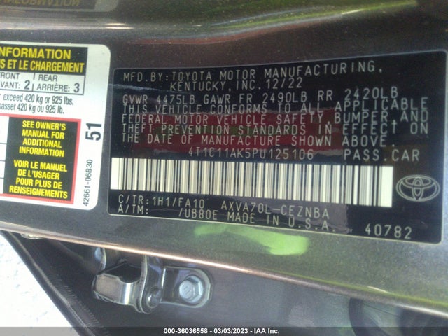Toyota CAMRY LE 2023 4T1C11AK5PU125106 Image 11