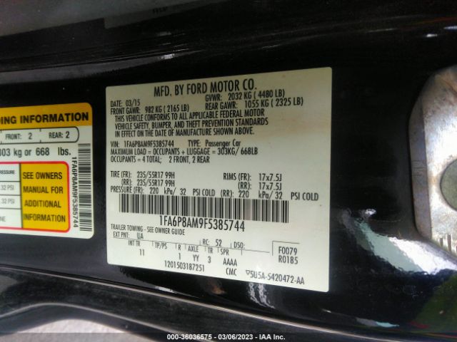 1FA6P8AM9F5385744 Ford Mustang V6