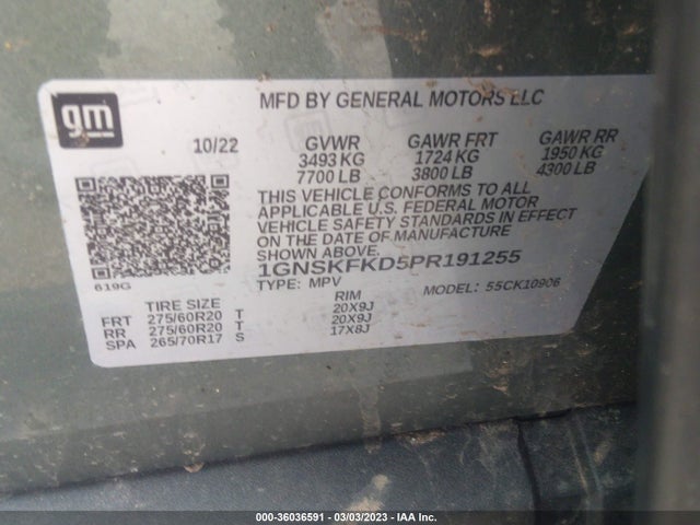 2023 Chevrolet Suburban, VIN: 1GNSKFKD5PR191255