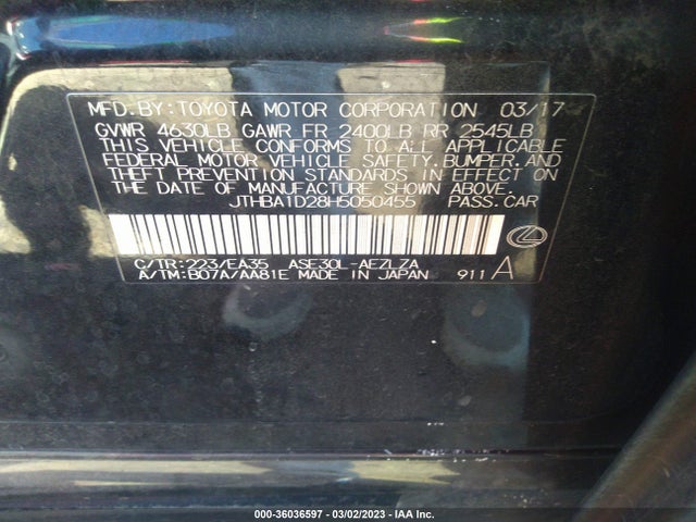 JTHBA1D28H5050455 Lexus Is Is Turbo