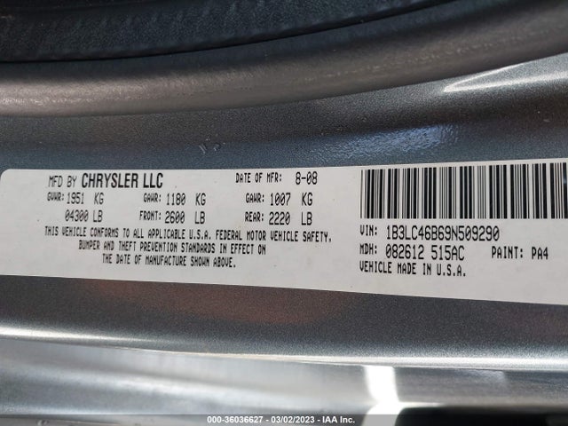 2009 DODGE AVENGER SE/SXT VIN: 1B3LC46B69N509290