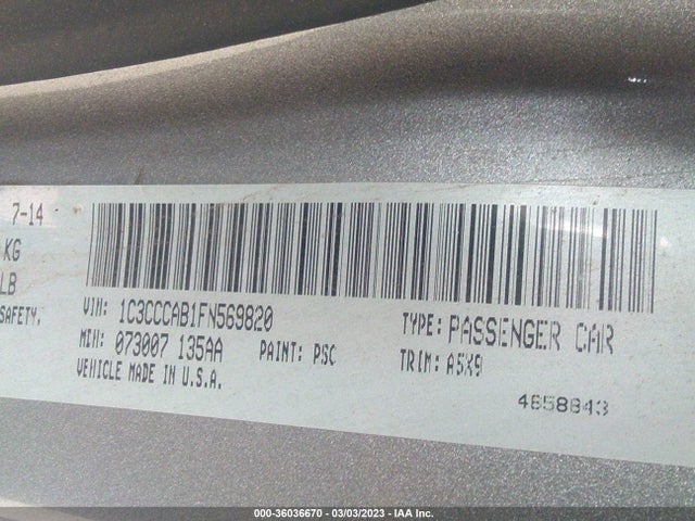 1C3CCCAB1FN569820 Chrysler 200 Limited