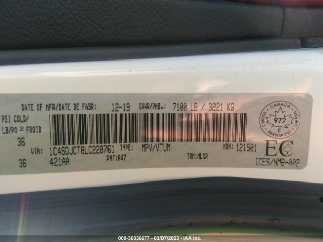 1C4SDJCT8LC228761 Dodge Durango R/t