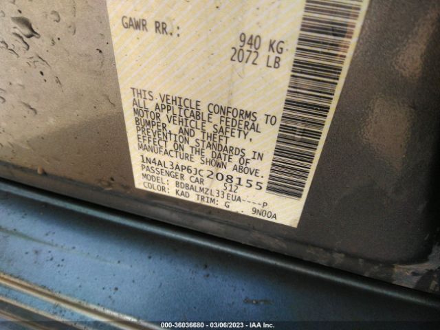 1N4AL3AP6JC208155 Nissan Altima 2.5 Sv