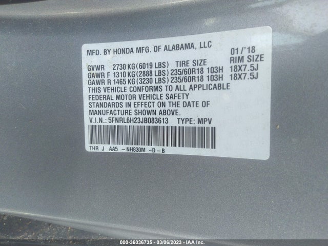Honda ODYSSEY LX 2018 5FNRL6H23JB083613 Image 9
