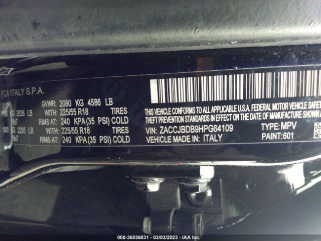 ZACCJBDB9HPG64109 Jeep Renegade Limited