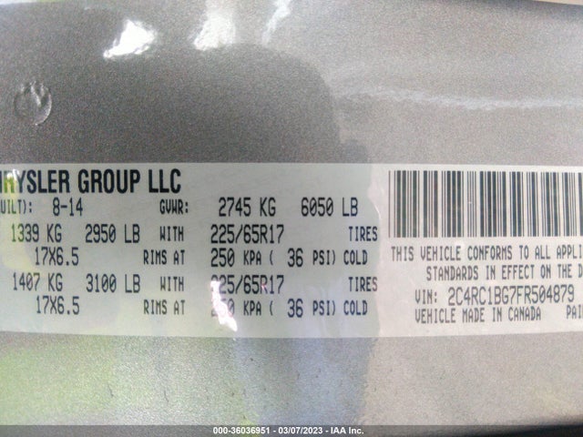 2C4RC1BG7FR504879 Chrysler Town & Country Touring