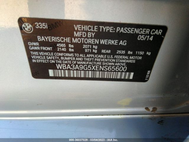 WBA3A9G5XENS65600 BMW 3 Series 335i