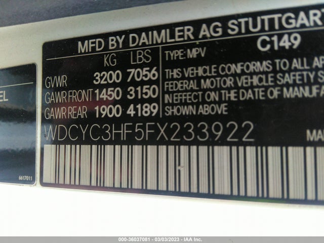 2015 Mercedes-Benz G-Class, VIN: WDCYC3HF5FX233922