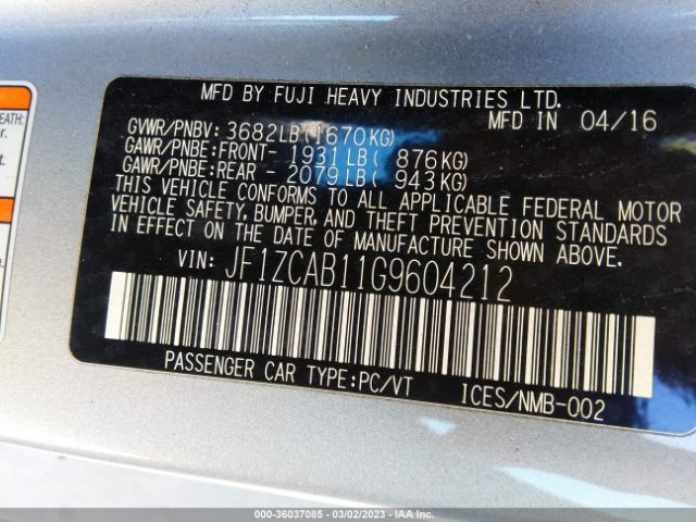 JF1ZCAB11G9604212 Subaru Brz Premium