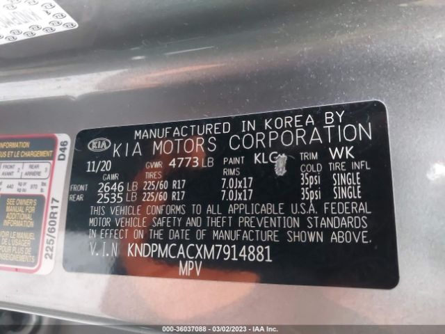 KNDPMCACXM7914881 KIA Sportage Lx