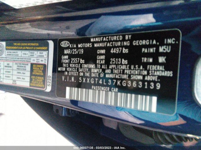 5XXGT4L37KG363139 KIA Optima Lx
