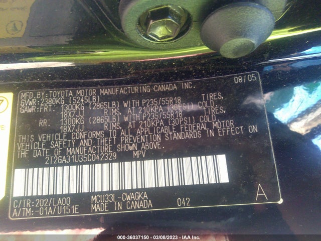 2005 LEXUS RX 330 VIN: 2T2GA31U35C042329