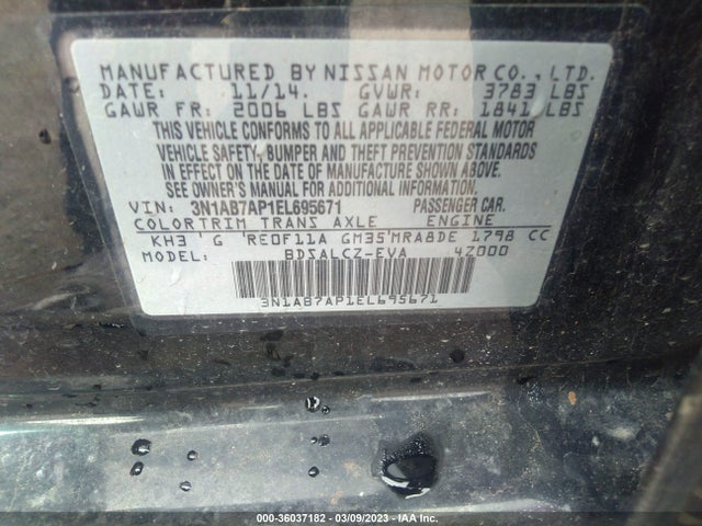 Nissan SENTRA S 2014 3N1AB7AP1EL695671 Image 11