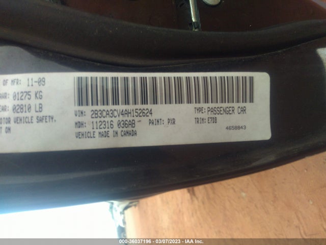 Dodge Charger Sxt 2010 2B3CA3CV4AH152624 Image 9