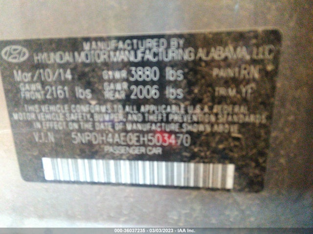 Hyundai ELANTRA SE 2014 5NPDH4AE0EH503470 Image 9