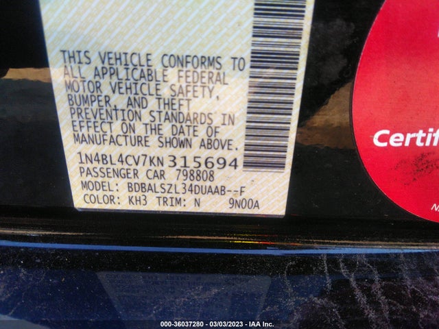 Nissan Altima 2019 1N4BL4CV7KN315694 Image 22