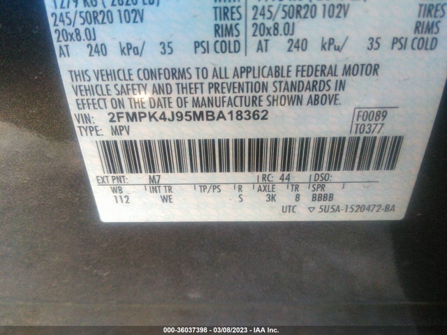 2021 Ford Edge, VIN: 2FMPK4J95MBA18362