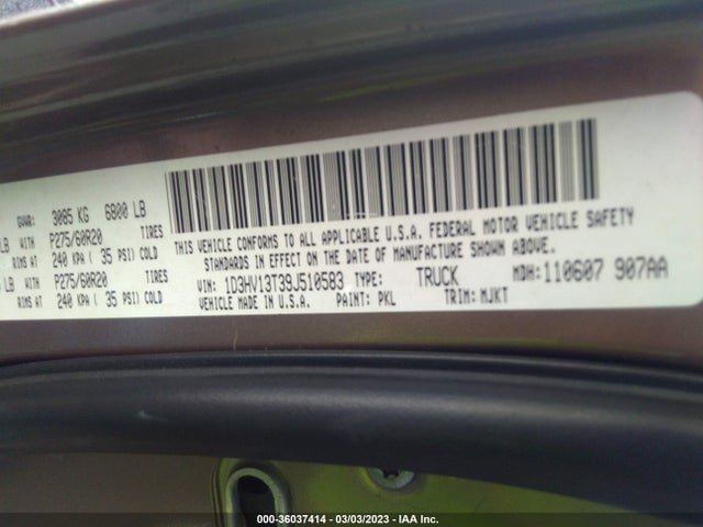 Dodge Ram 1500 Slt 2009 1D3HV13T39J510583 Image 10