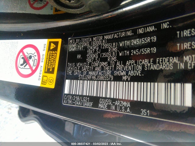 Toyota Highlander Se/xle 2018 5TDJZRFH6JS865579 Image 10