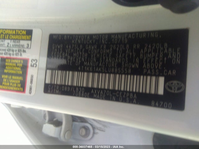 Toyota CAMRY XSE 2020 4T1K61AK5LU885558 Image 11