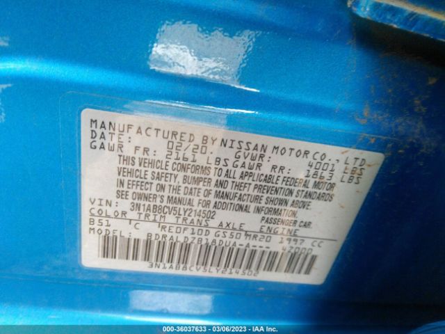 3N1AB8CV5LY214502 Nissan SENTRA SV