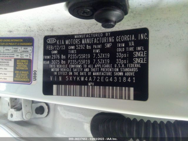 5XYKW4A72EG431841 KIA SORENTO SX