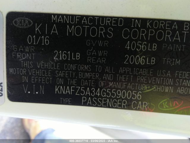KNAFZ5A34G5590056 KIA Forte 5-door Sx