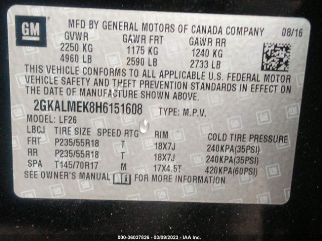 2GKALMEK8H6151608 GMC Terrain Sle
