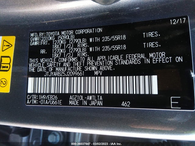 JTJYARBZ5J2099661 Lexus Nx Nx 300