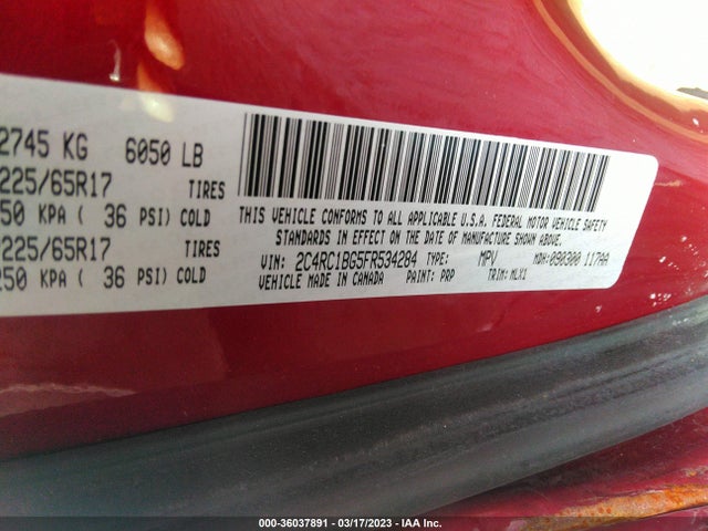 2C4RC1BG5FR534284 Chrysler Town & Country Touring