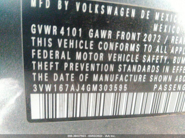 3VW167AJ4GM303595 Volkswagen Jetta Sedan 1.4t S