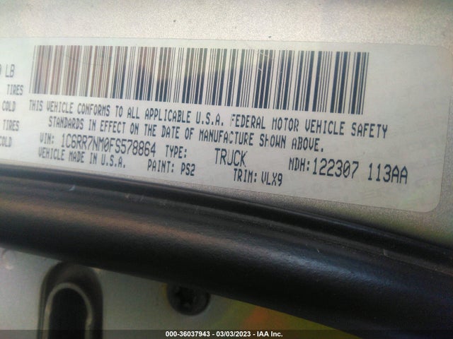 RAM 1500 Laramie 2015 1C6RR7NM0FS578864 Image 9