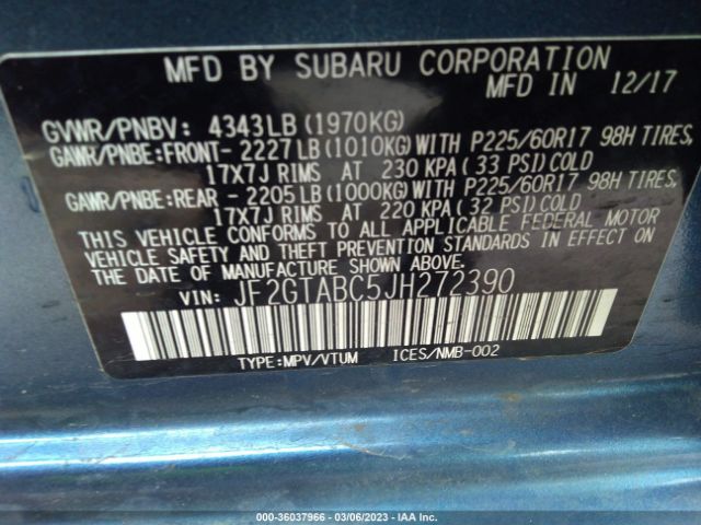 JF2GTABC5JH272390 Subaru Crosstrek Premium