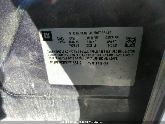 Chevrolet Cruze 1lt 2014 1G1PC5SBXE7165417 Image 9