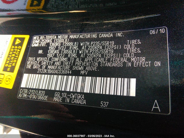 Lexus RX 350 2010 2T2ZK1BAXAC036844 Image 10