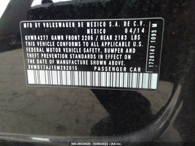3VWD17AJ1EM292015 Volkswagen Jetta Sedan Se