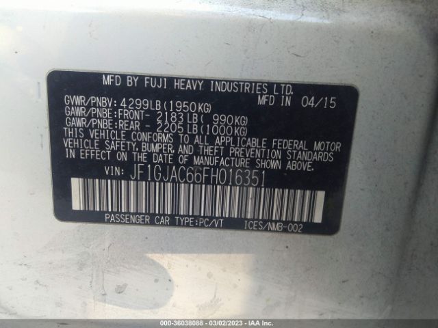 JF1GJAC66FH016351 Subaru Impreza Sedan Premium