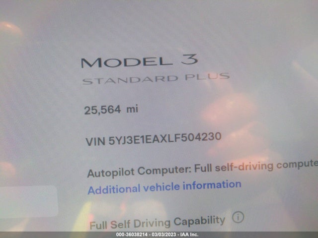 Tesla Model 3 Standard Range 2020 5YJ3E1EAXLF504230 Image 7