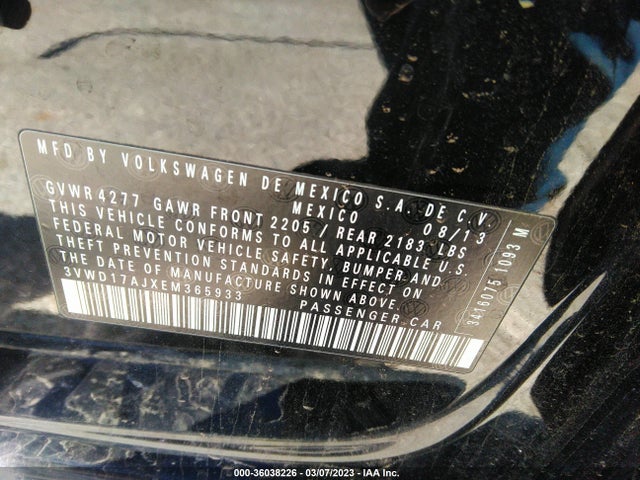 3VWD17AJXEM365933 Volkswagen Jetta Sedan Se