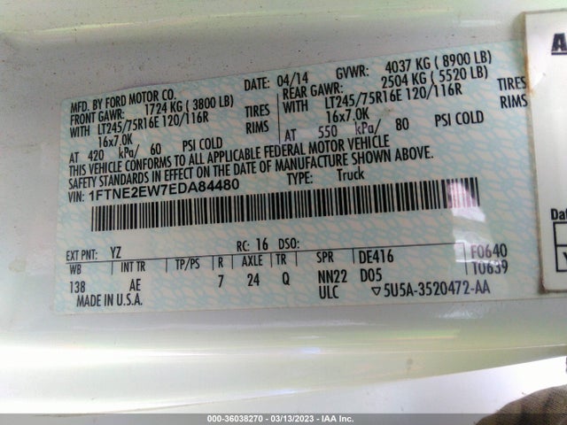 2014 Ford E-Series, VIN: 1FTNE2EW7EDA84480