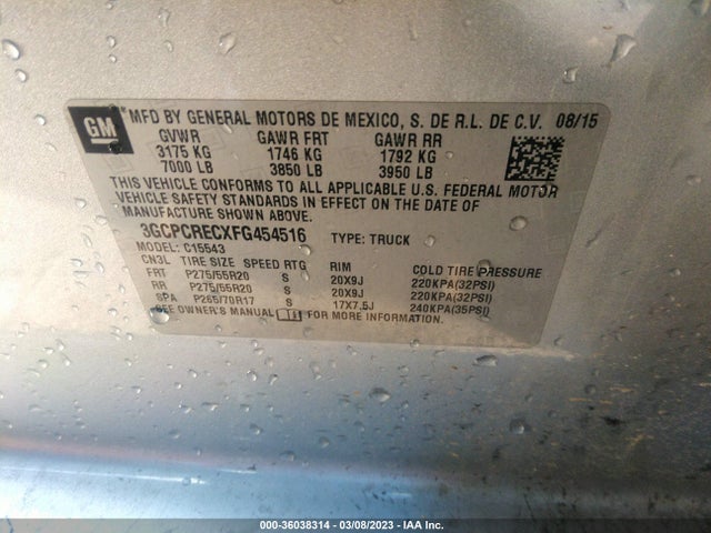 Chevrolet Silverado 1500 Lt 2015 3GCPCRECXFG454516 Image 9